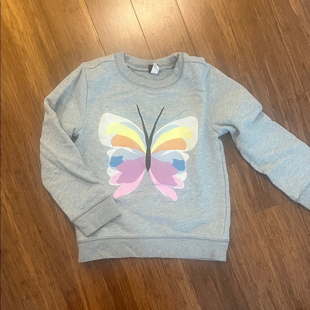 Tea Collection Gray Sweatshirt with Multicolor Butterfly
